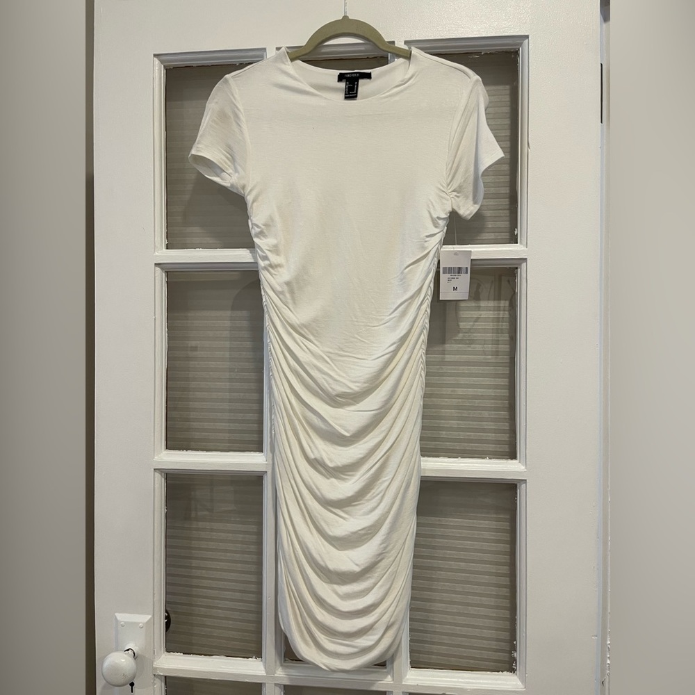 Forever 21 cinched white midi dress